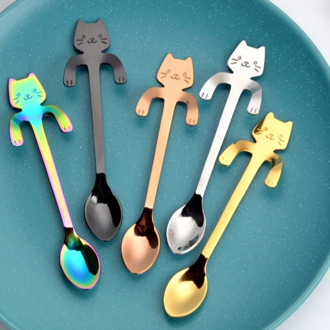 Cat Face Coffee Spoon  Cute Cat Design Smile Cat Coffee Spoon